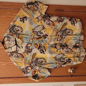 Jams  World Mens Hawaiian button-up shirt sleeve shirt. XL